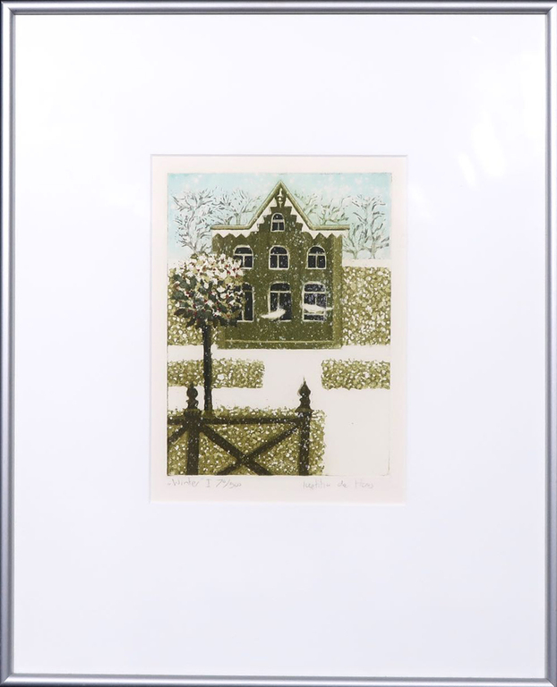 Laetitia de Haas: Ets, Winter I - Ingelijst verkocht voor € 40!