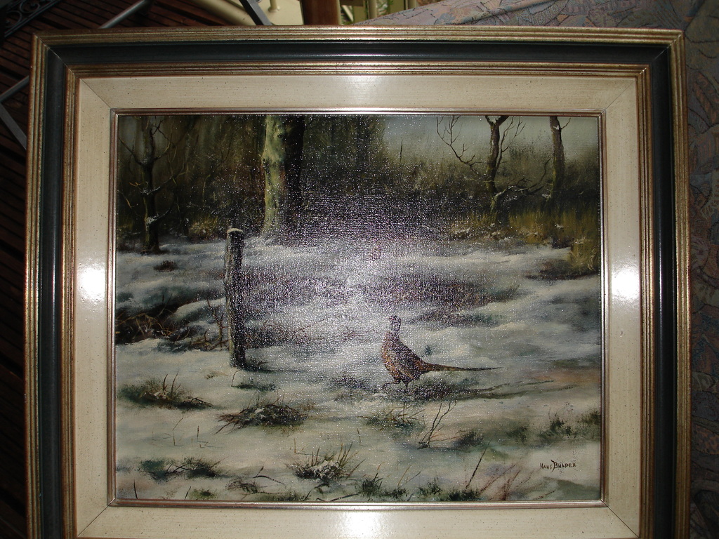 Hans Bulder  Olieverf op doek gesigneerd fazanten in winterlandschap kopen? Bied vanaf 1225!