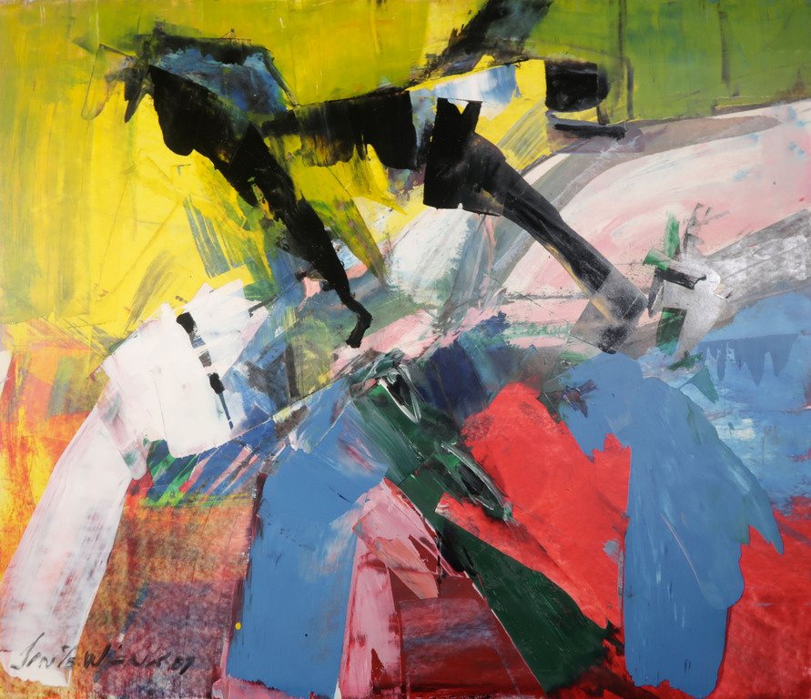 Jan te Wierik: Olieverf op papier, Abstracte compositie verkocht voor € 450!