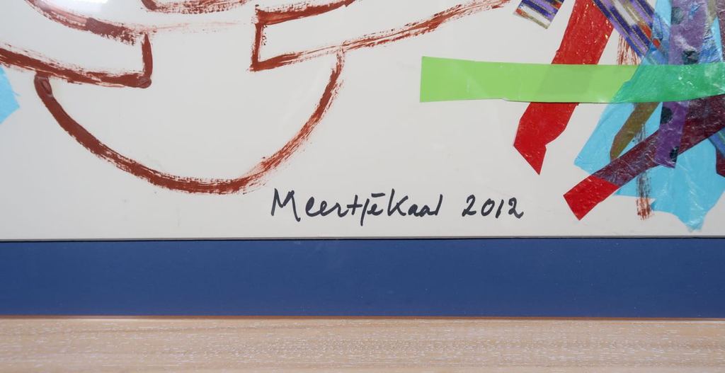 Meertje Kaal: Collage en olieverf op karton, Zonder titel - Ingelijst kopen? Bied vanaf 1!