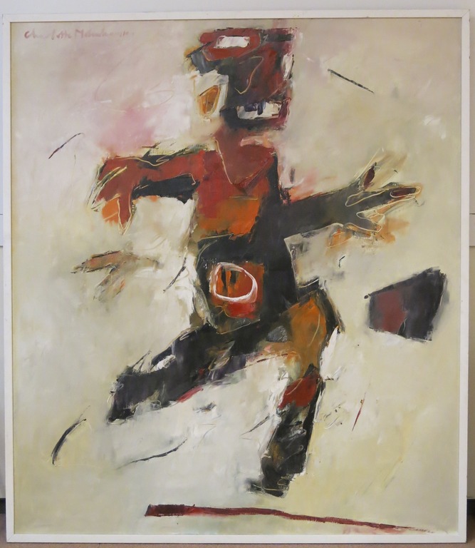 Charlotte Molenkamp: Olieverf op Doek, Expressief Figuur, Zeer Groot! (Ingelijst) verkocht voor € 1800!