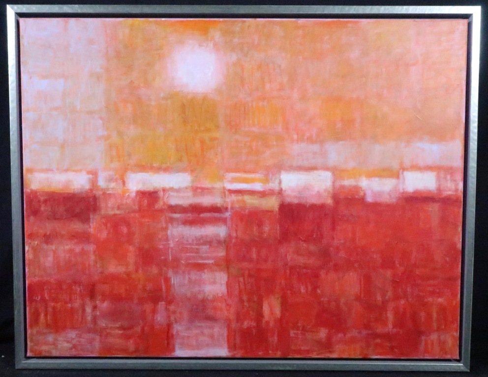 Joep de Bekker: Olieverf op doek, Z.T. Rood - Ingelijst  verkocht voor € 135!