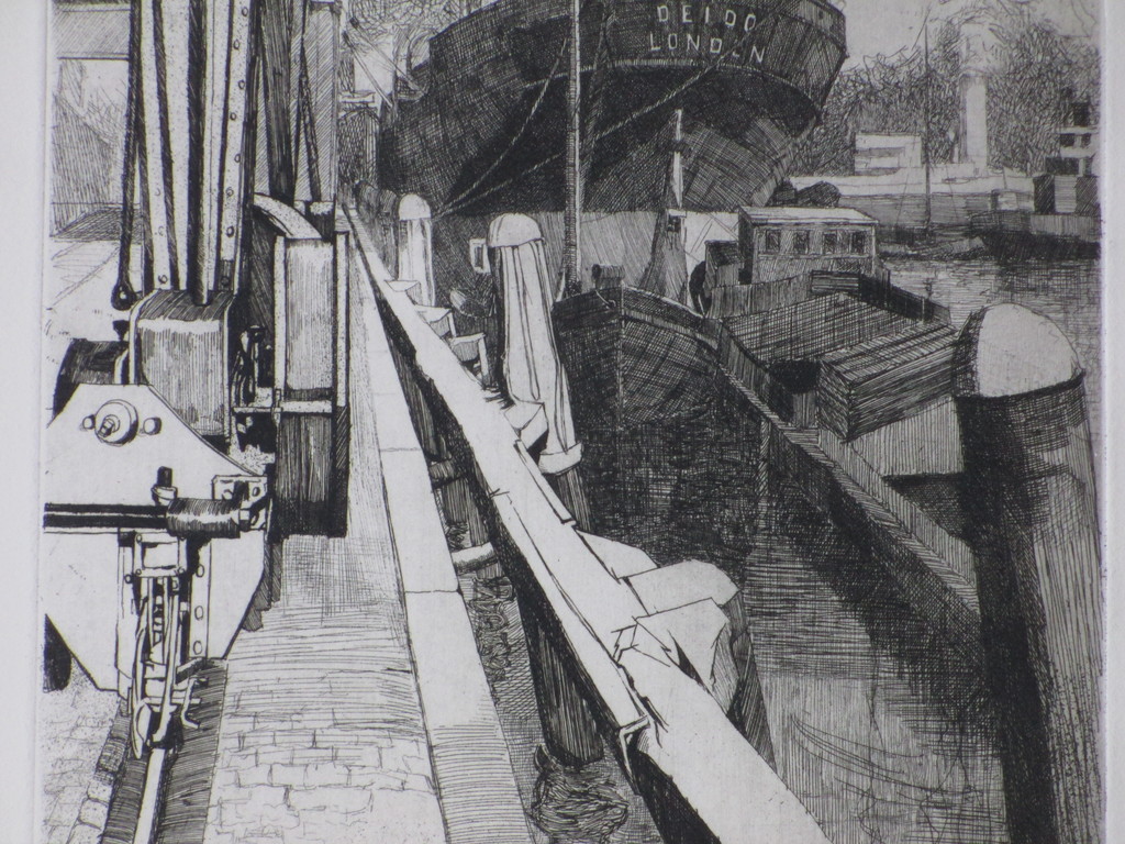 Rudolf Schonberg - Rudolf Schönberg, De 'Deido' aan de kaai te Rotterdam, Ets kopen? Bied vanaf 1!