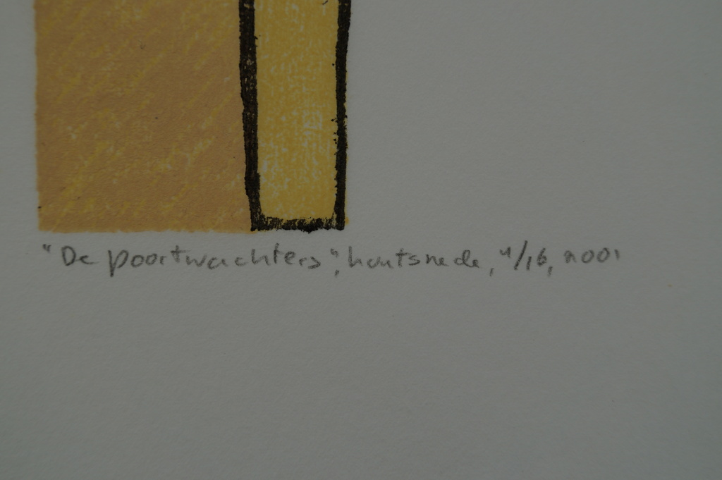 Sasha Zuidam - gesigneerde houtsnede - De Poortwachters kopen? Bied vanaf 10!