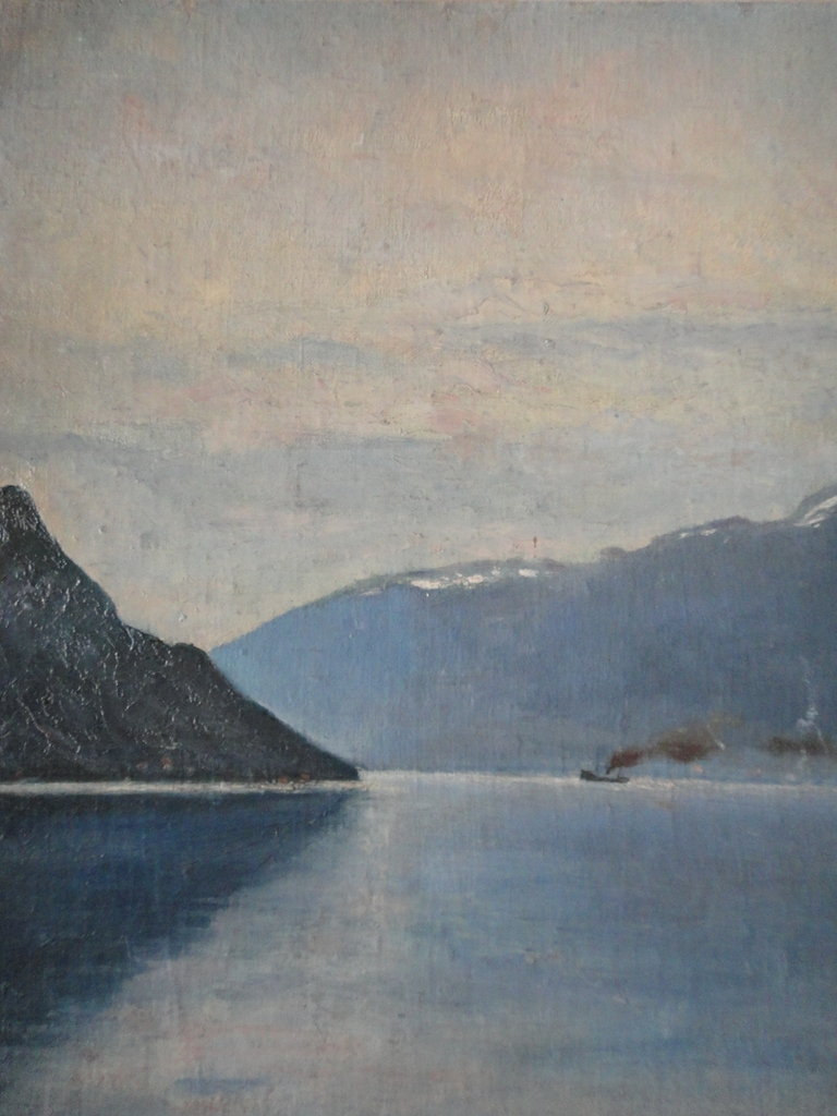 Johannes Baptista Crol, olieverf op doek op board, 'stoomboot in fjord'. kopen? Bied vanaf 1!