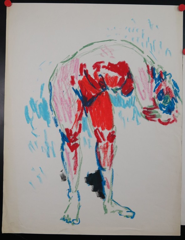 Juul Neumann: Twee krijttekeningen van buigende vrouwen  kopen? Bied vanaf 1!