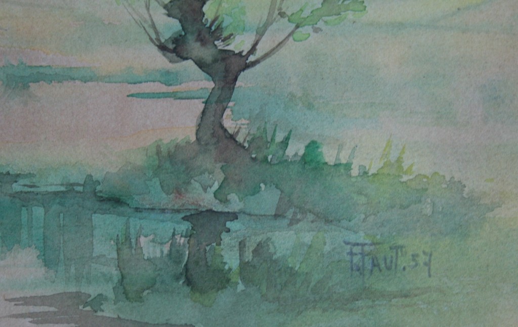 Onbekende kunstenaar - aquarel op papier - landschap met water - ingelijst kopen? Bied vanaf 1!
