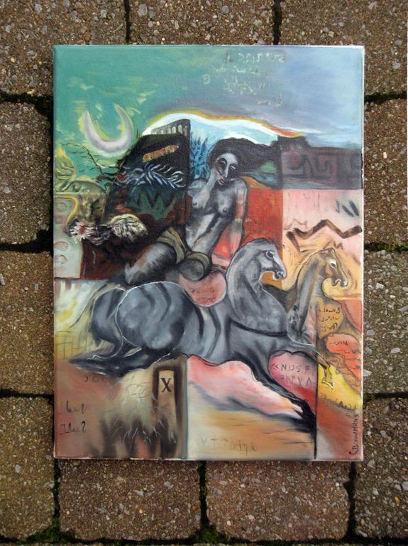 L.Bouwmans - schilderij op linnen doek - mythisch thema kopen? Bied vanaf 1!