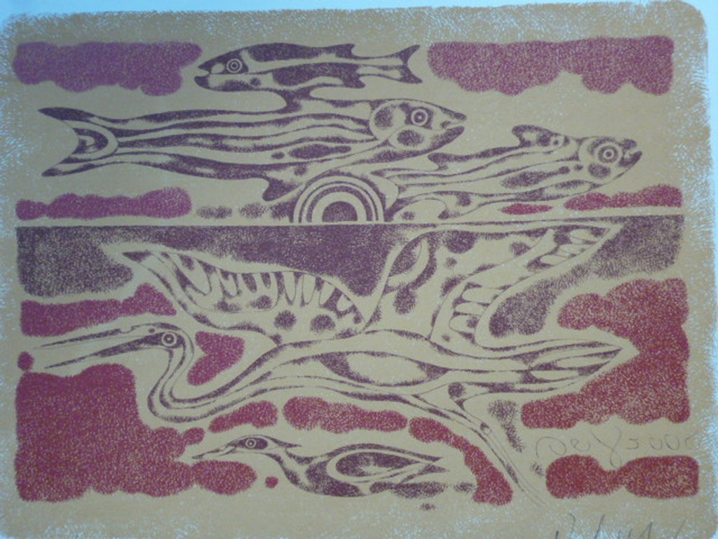 Yargo de Lucca - kleurenlitho - Vogels en vissen kopen? Bied vanaf 25!