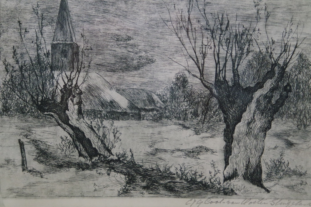 Cool - van Oosten Slingeland , C.J.G. (1887-1975) - ets - kerkgezicht kopen? Bied vanaf 30!