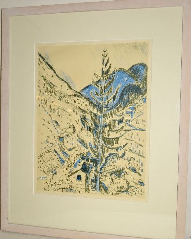 Jan Wiegers: Litho Berglandschap, ingelijst kopen? Bied vanaf 40!