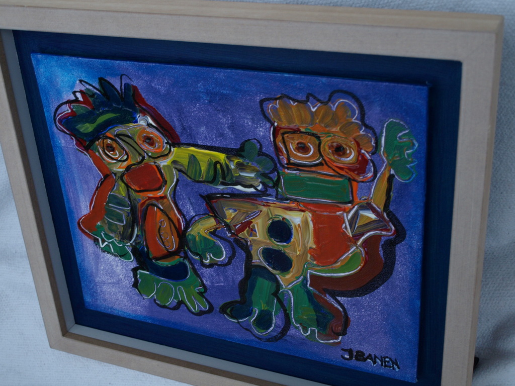 Jasper Banen : olieverf op board – Ontmoeting – gesigneerd & ingelijst – 2001 kopen? Bied vanaf 65!