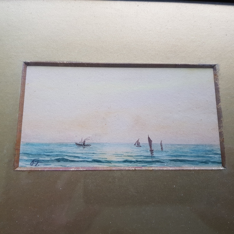 OT of JT aquarel zee zicht met bootjes kopen? Bied vanaf 1!