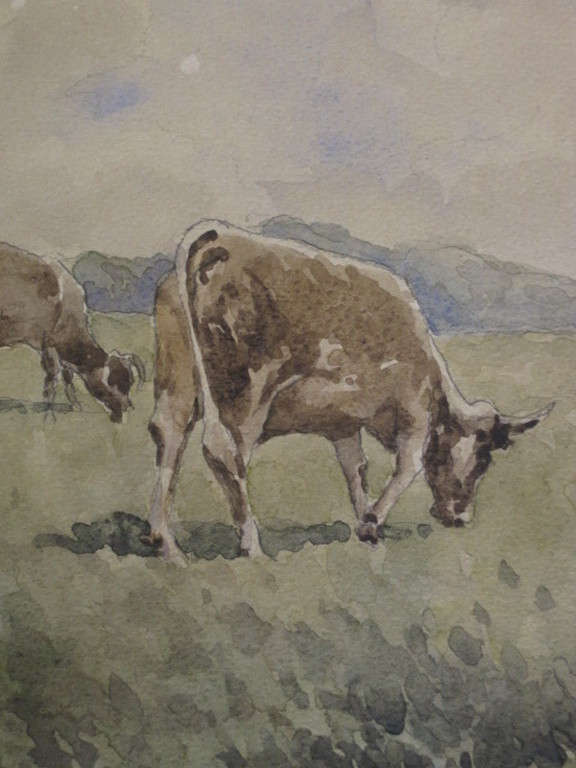 Hongaarse school aquarel "koeien in polder" gesigneerd Bereczk ca. 1920 kopen? Bied vanaf 1!