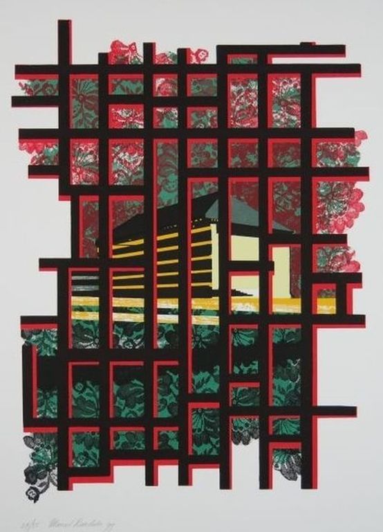 MARCEL DOORDUIN  GEOMETRISCHE COMPOSITIE  Zeefdruk Handgesigneerd verkocht voor € 45!