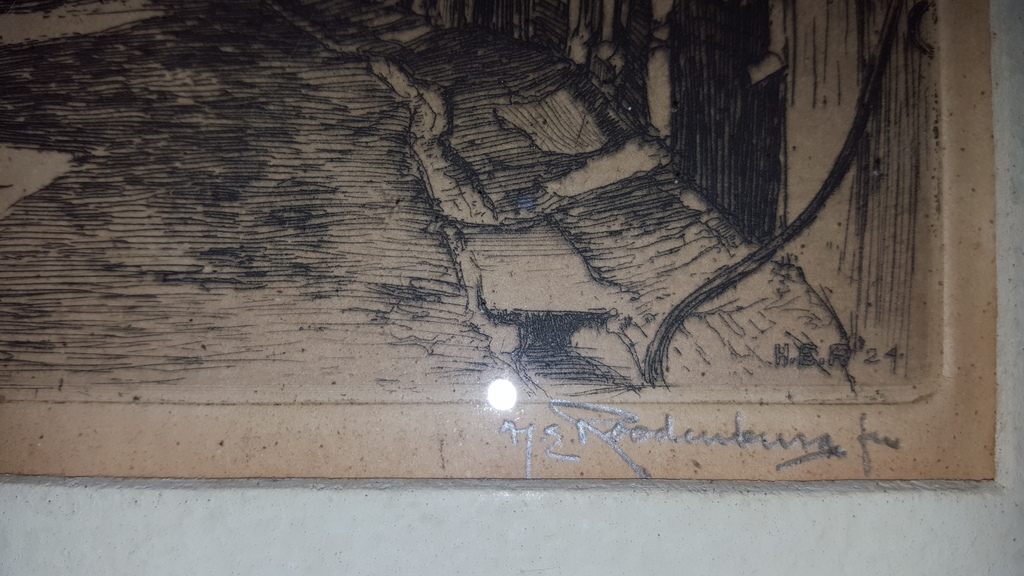 H. Roodenburg - ets, Bloempotsteeg Gorinchem '24, handgesigneerd kopen? Bied vanaf 39!