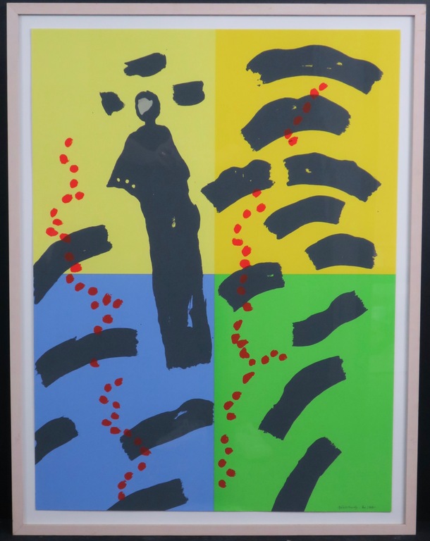 Jef Diederen: Zeefdruk, Mens en milieu -Ingelijst verkocht voor € 205!