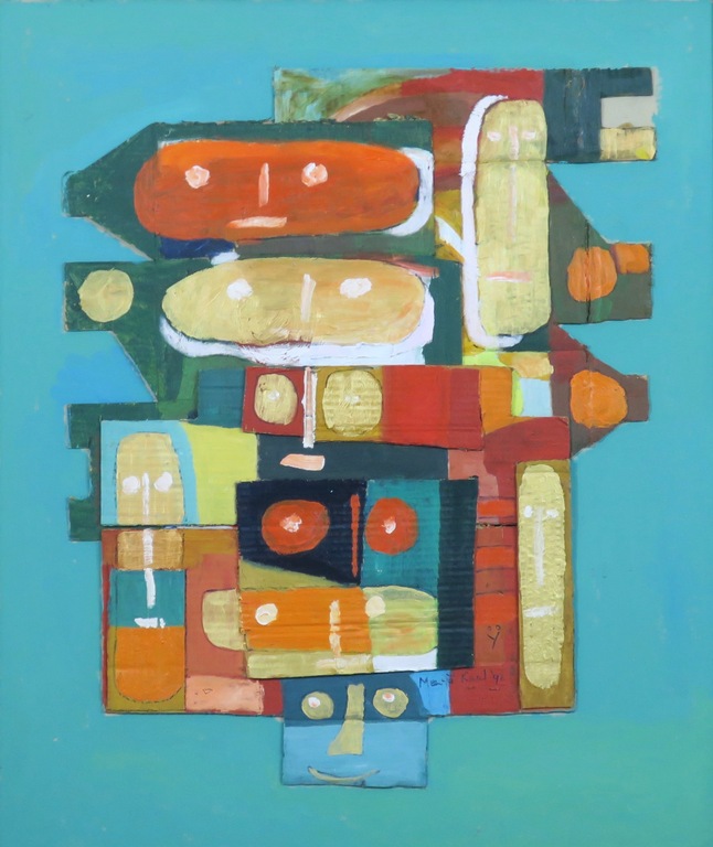 Meertje Kaal: Acryl en collage op papier, Zonder titel - Ingelijst (Groot) kopen? Bied vanaf 1!