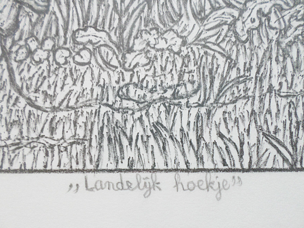 Rudolf Bremmer - Landelijk hoekje, litho (ingelijst) kopen? Bied vanaf 1!