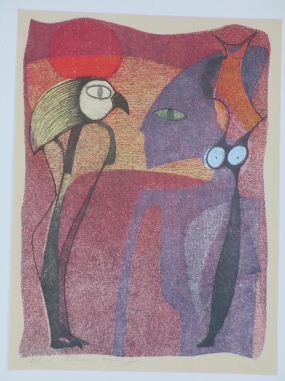 Harry van Kruiningen, Zonnelied van Achnaton, Kleurenlitho verkocht voor € 45!