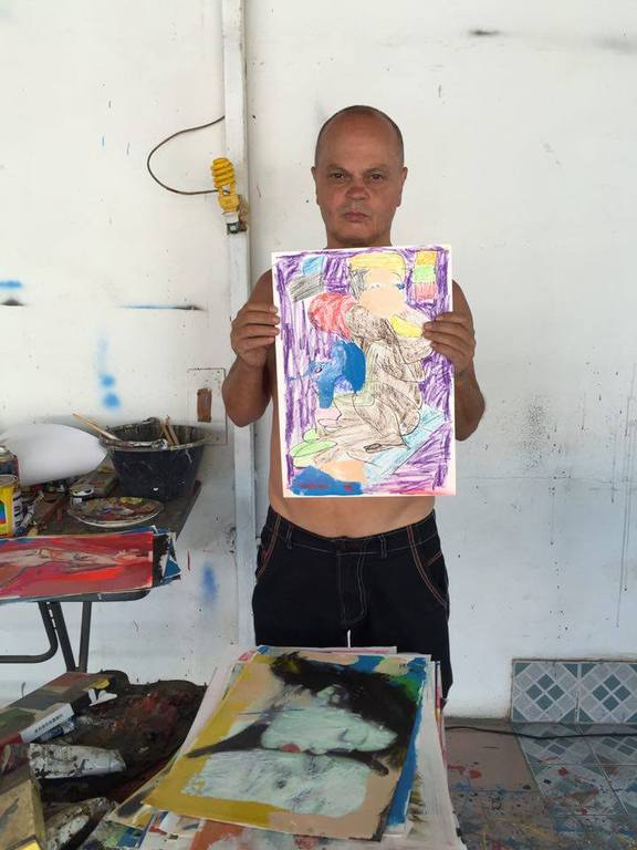Peter Klashorst - Squating nude - origineel werk op papier - gesigneerd + extra! kopen? Bied vanaf 1!