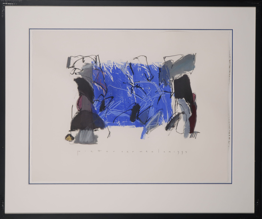 Pieter Vermeulen: Gemengde techniek op papier, Zonder titel - Ingelijst verkocht voor € 40!