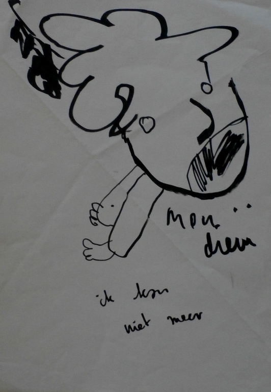 Herman Brood - tekening: Mon Dieux ik kan niet meer verkocht voor € 60!