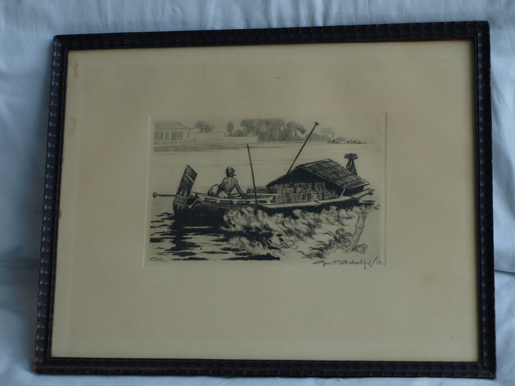 Gerard Adolfs : Ets , Kajoen (Soerabaja) – gesigneerd & ingelijst - 1926  kopen? Bied vanaf 100!