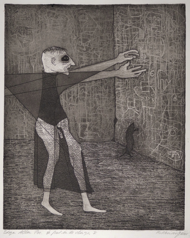 Harry van Kruiningen, ets-aquatint, Edgar Allen Poe verkocht voor € 75!