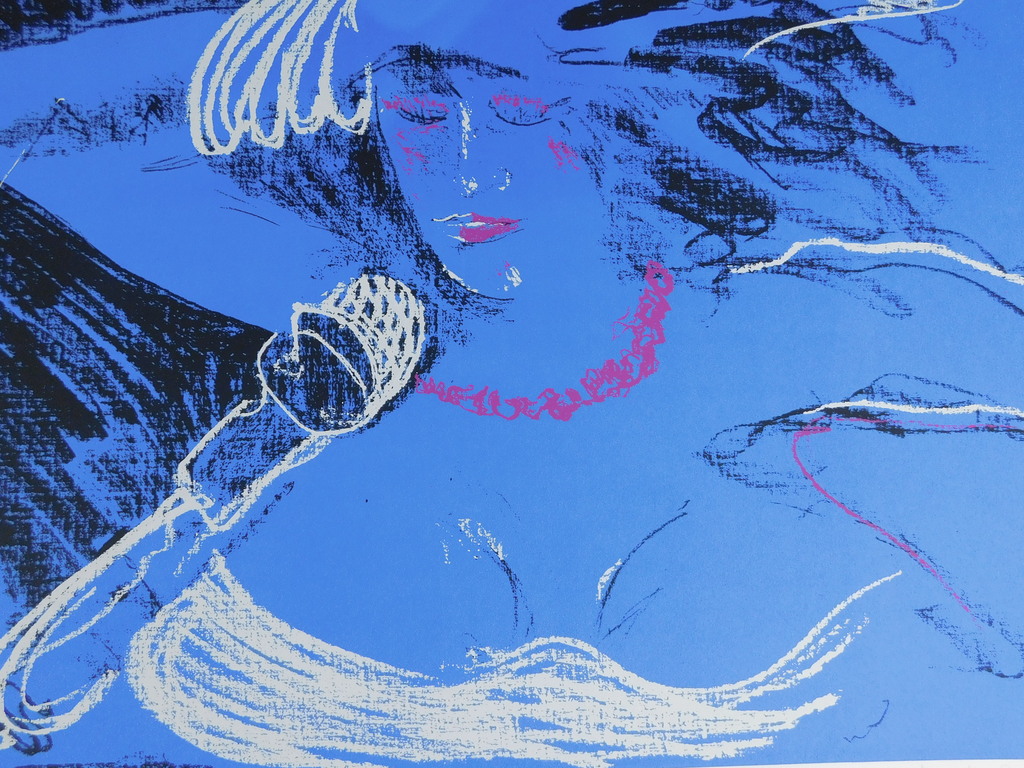 Dees de Bruyne - kleurenlitho - Femme Bleu avec collier Rouge kopen? Bied vanaf 85!