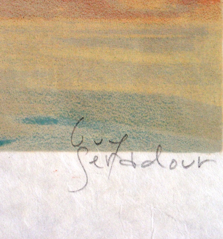 Guy Seradour - lithografie in kleur - Mediterraans dorpsgezicht kopen? Bied vanaf 1!