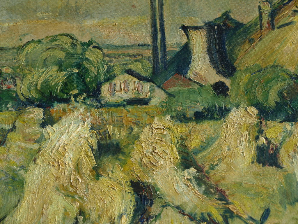 Onbekende kunstenaar : Olieverf op doek - Boerenlandschap – 1952  kopen? Bied vanaf 1!