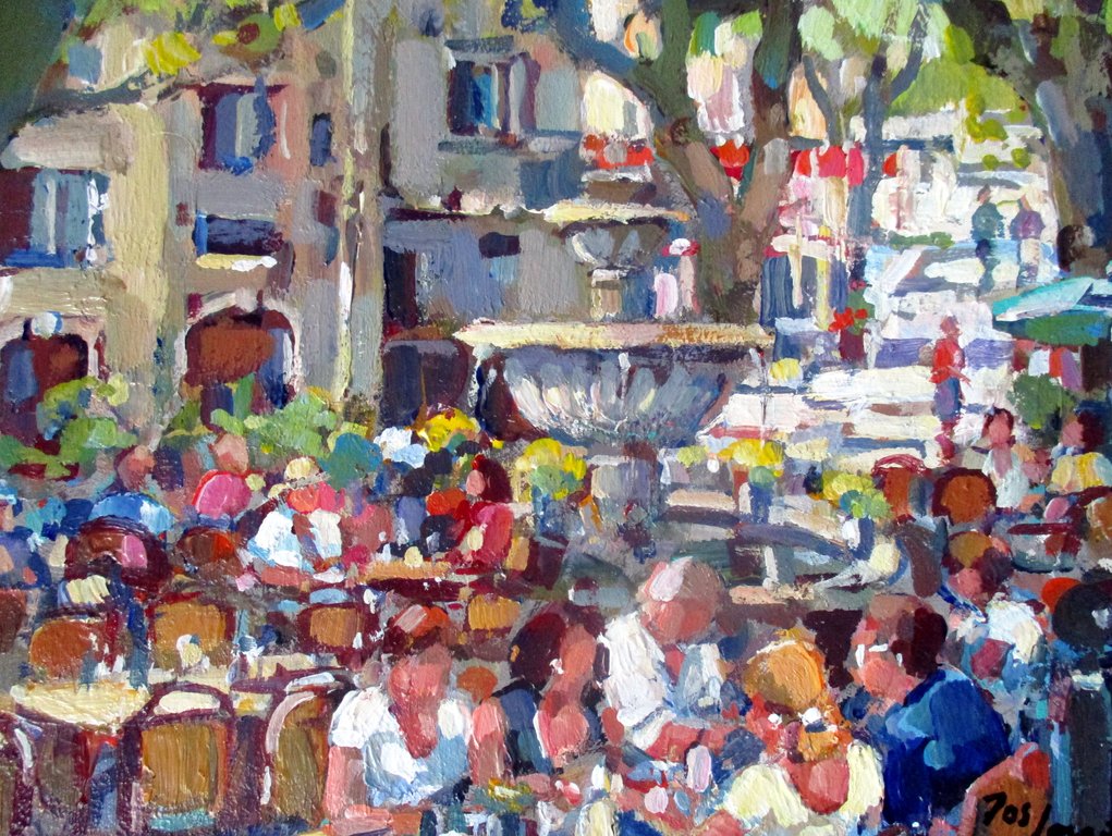 Jos Leurs - Olieverf op doek-gesigneerd- Café  verkocht voor € 220!