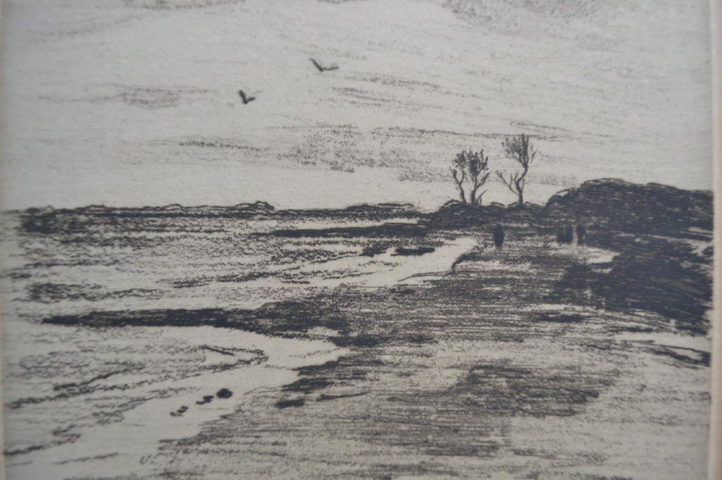Ets van landschapje en wandelaars in de verte kopen? Bied vanaf 1!