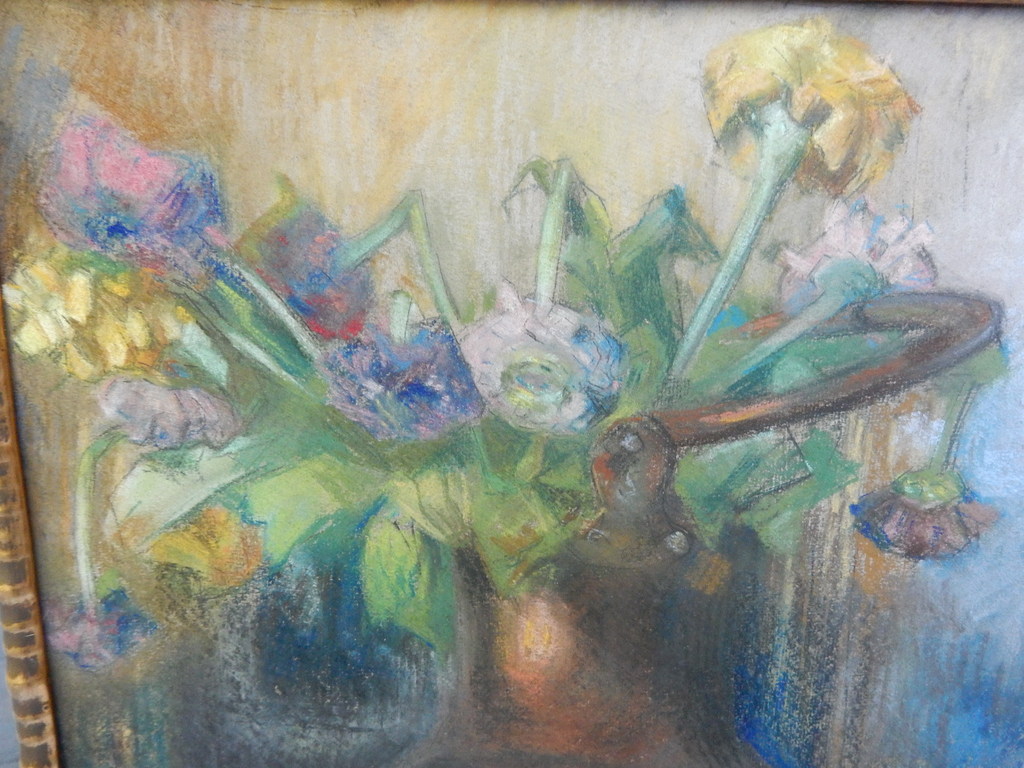 Han Krug, krijttekening, stilleven, koperen pot met bloemen. kopen? Bied vanaf 25!