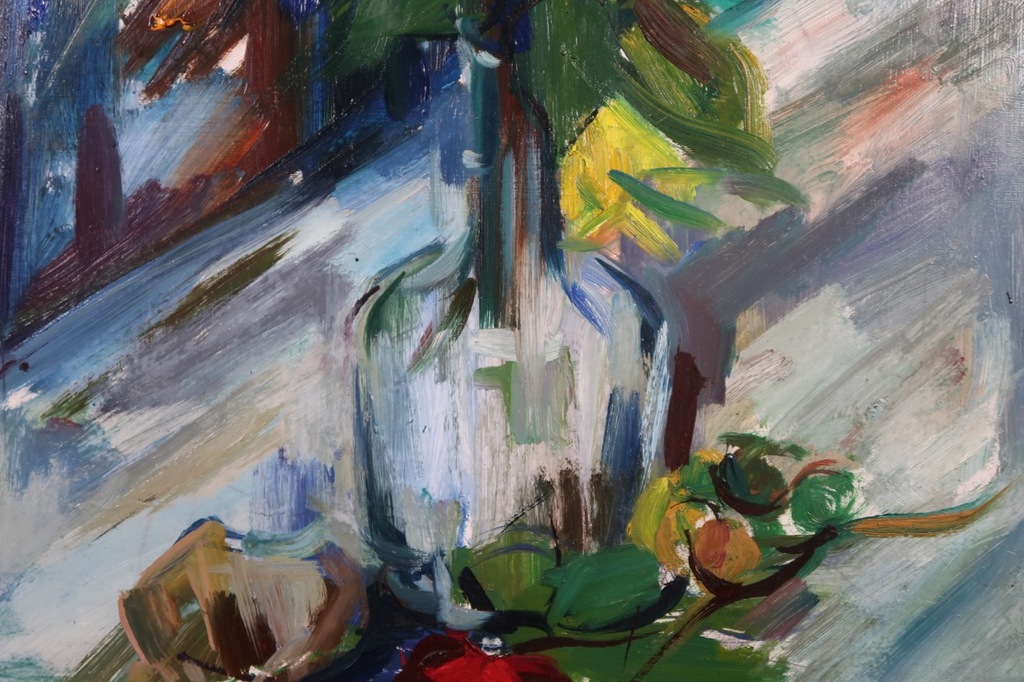 Bob ten Hoope: Olieverf op paneel, Vaas met rozen - Ingelijst kopen? Bied vanaf 260!