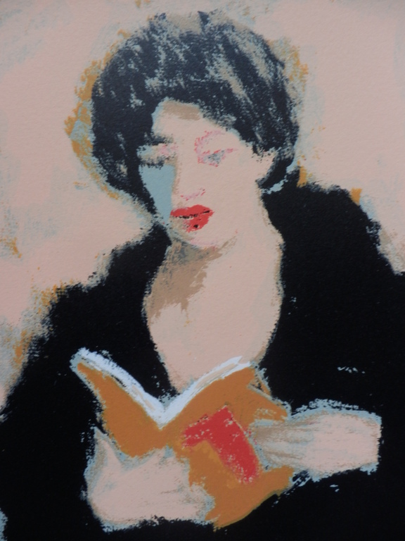 JOSE van GOOL   Zeefdruk LEZENDE DAME  Handgesigneerd kopen? Bied vanaf 35!