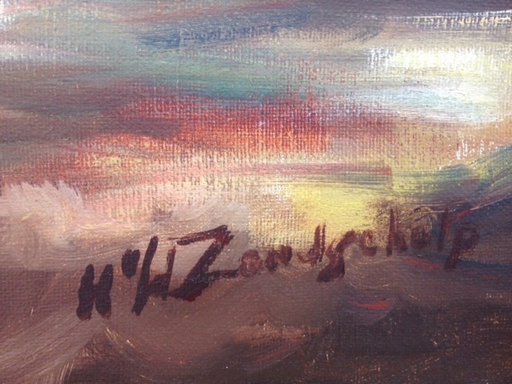 Henk van de Zandschulp, olieverf op doek, Korenschoven op het veld kopen? Bied vanaf 100!