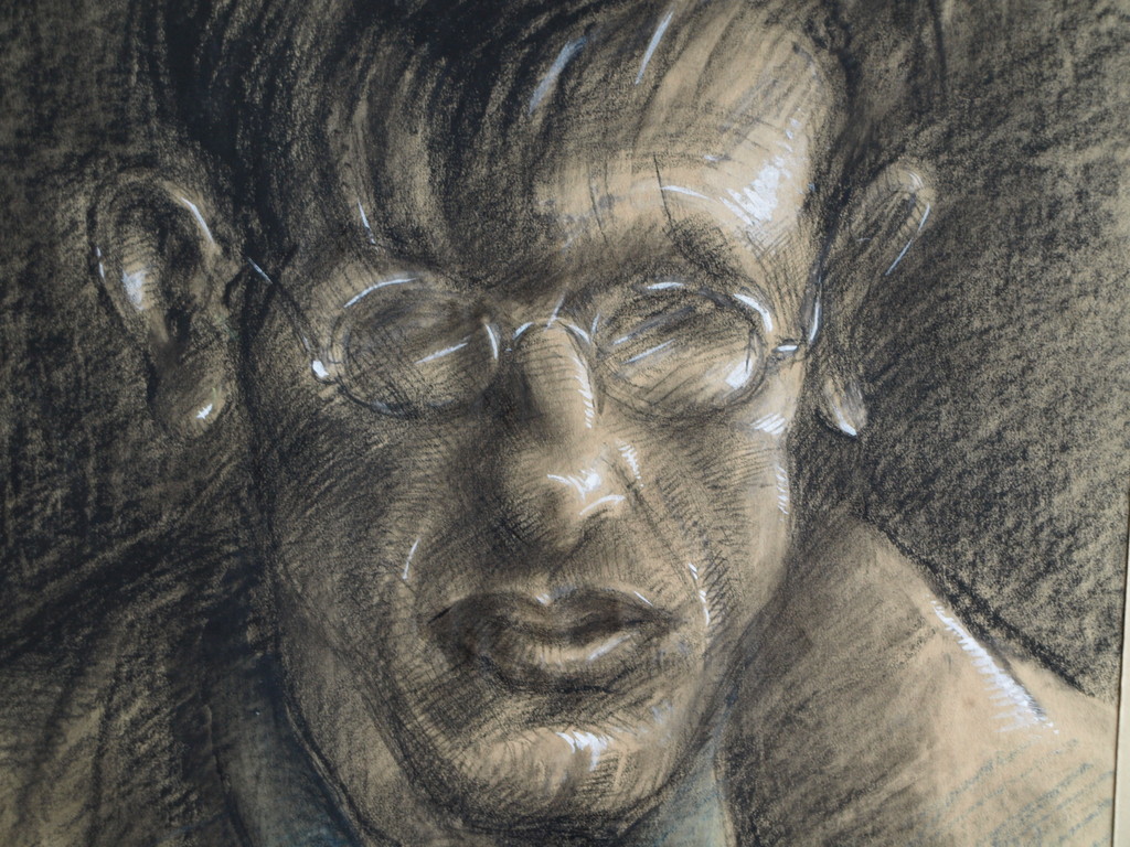 Onbekend : Tekening , Man met flaporen en bril – ca 1920 - Elias Smalhout kopen? Bied vanaf 1!