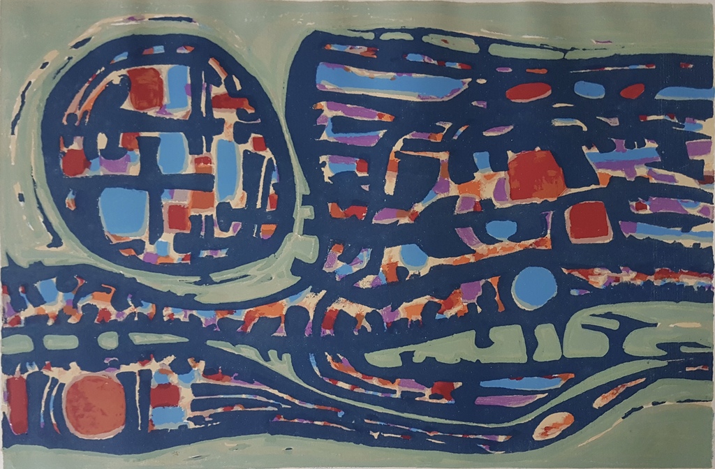 ALFRED MANESSIER ABSTRACT GROOT FORMAAT KLEURENLITHO ECOLE DE PARIS 1958 verkocht voor € 257!