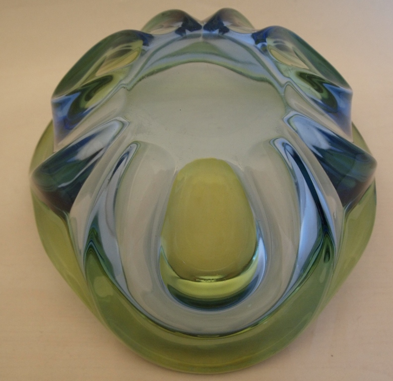 Murano glas - triangel schaal van blauw en groen glas  kopen? Bied vanaf 28!