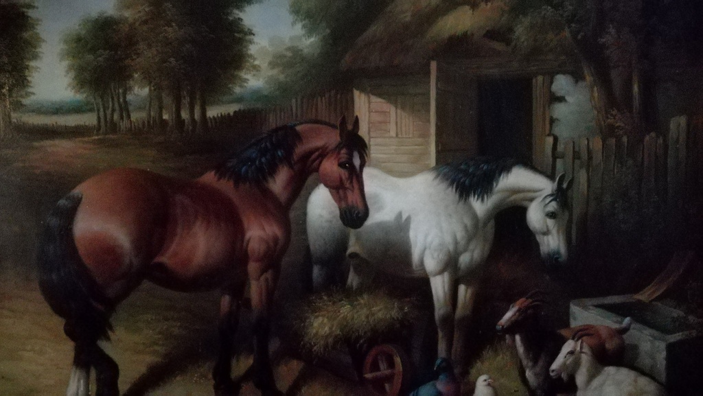Onbekend kunstenaar, Olieverf op paneel, Paardenschilderij verkocht voor € 95!