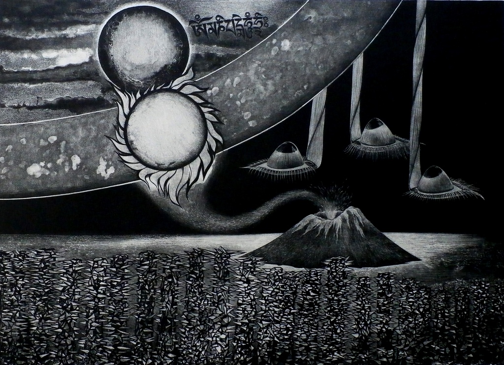 Fred Koot - Litho: Archeron IV  (Surrealistisch landschap)  - 1954 kopen? Bied vanaf 30!