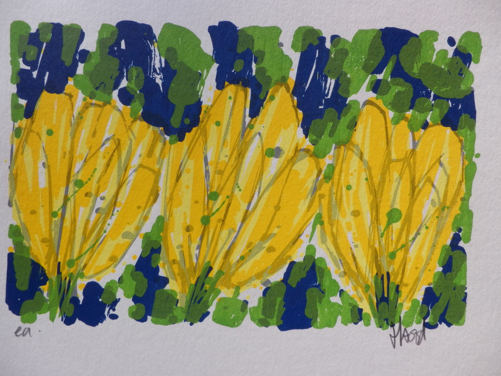 AD van HASSEL Zeefdruk GELE TULPEN Handgesigneerd LEUK KADO!!!! kopen? Bied vanaf 1!