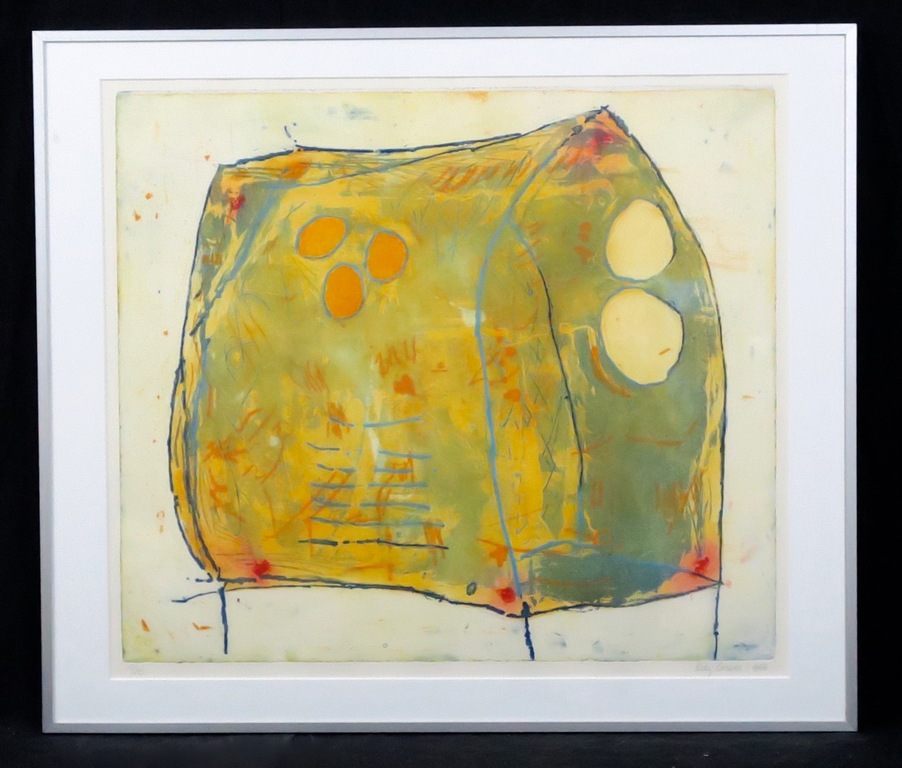 Lily Corver: Ets en aquatint, Zonder titel - Ingelijst verkocht voor € 60!