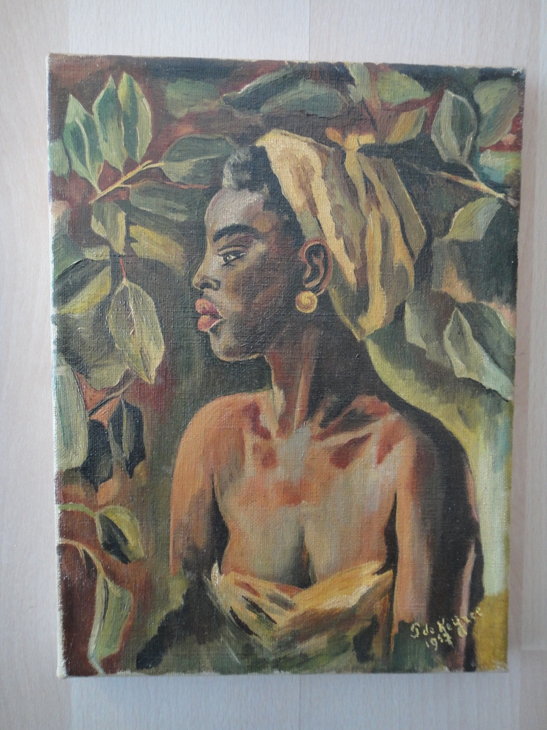 Hollandse school - olieverf op doek - Portret van een schaars geklede dame kopen? Bied vanaf 1!