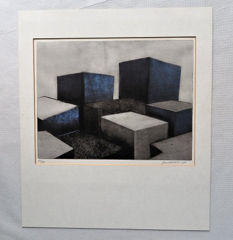 Fenneke van der Elst - Landschap - Kleurenets/passepartout 1986 - handgesigneerd kopen? Bied vanaf 1!