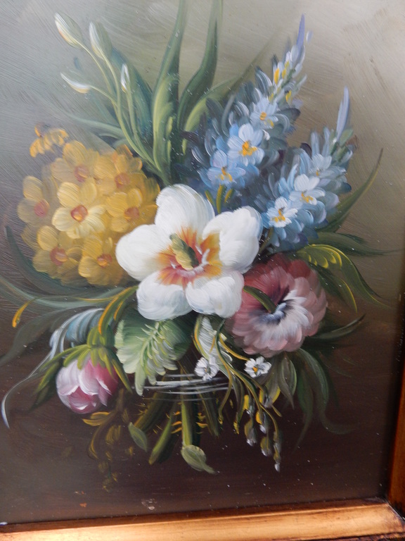 onbekende kunstschilder, olieverf op paneel, stilleven met bloemen. kopen? Bied vanaf 50!