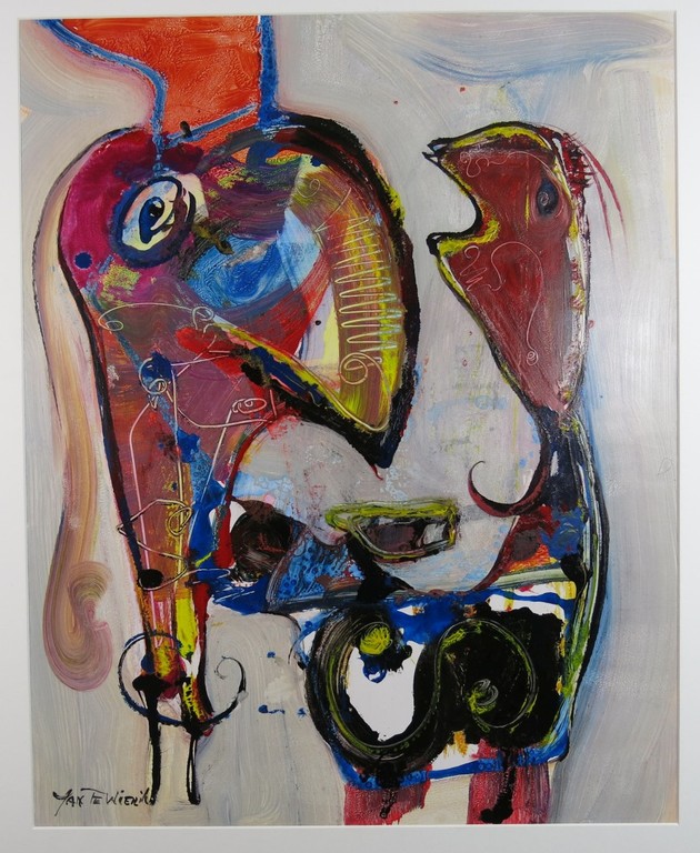 Jan te Wierik: Gemengde techniek op papier, Fantasiefiguren kopen? Bied vanaf 1000!