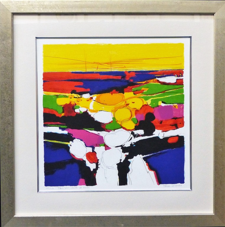 Frank Lejeune,zeefdruk op papier in lijst,first visit veules les roses, kopen? Bied vanaf 75!
